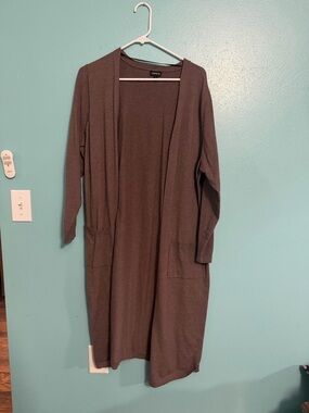Long Open Front Cardigan - Plum
